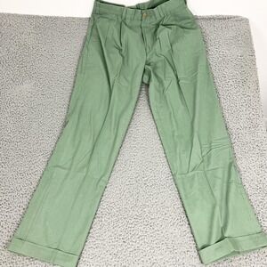 Bills Khakis Pants Mens 34x32 Green Pleated Chino Classic Fit Cuffed Made USA